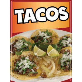 Tacos Decal Window Sticker Mexican Food Truck Concession Vinyl Restaurant (36" x 24")