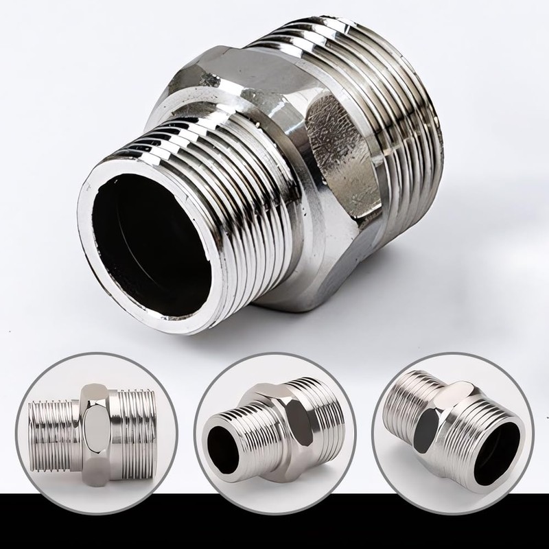 2PCS 304 Shower Hose Connectors Male to Female Threaded Connector