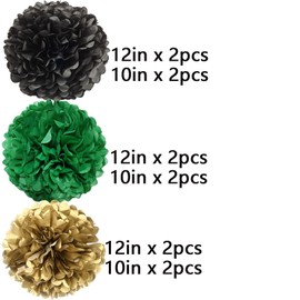 Black and Yellow Paper Pom Poms Decorations for Wedding Birthday Party DecorationCeiling Wall Hanging Tissue Flowers Decorations - 12pcs,2 Colors of 12 Inch, 10 Inch