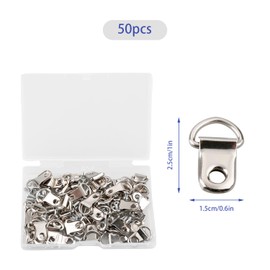 Tabanzhe 50 PCS D Ring Hangers,Home Decoration Picture Frame D Rings Hanging Hooks Kit,Wall Bracket Hanger for Display Wall Art Mirrors Gallery