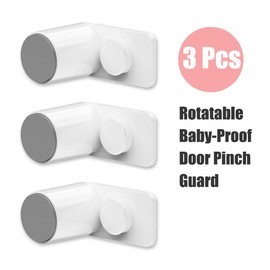 Kytasryl Door Pinch Guard 3 Pack, Baby Proofing Door Stoppers with 180° Rotating Self Adhesive Base, Children Anti-Pinch Door Stopper, Keep Finger Safe (3 PCS)