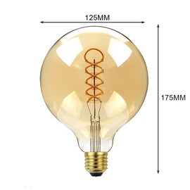 TIANFAN Vintage Edison Led Bulb Big Globe G40 Spiral Led Filament Bulb 2000Kelvin Warmth Glow 4W Dimmable 110-130V E26 Decorative Light Bulb Golden Tint Glass