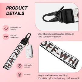 Geetgg Car Key Chain, Fabric Keychain Wrist Lanyard, Car Accessories Key Ring for Cars Keys Wallets Jeans Backpack Decoration (White)