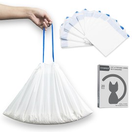 VIVIDMOO Cat Litter Bags 460x320mm Drawstring Automatic Cat Litter Bags Biodegradable Puncture Resistant and Tear Resistant 1 Box/20 Pieces