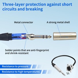 1/4 to XLR Panel Mount TRS to XLR Panel Mount [New Version 2025] 3 Pin TRS Male Pass Through Cable for Stage Box Floor Box Panel Mount D style keystone Wall plate With installation Screws and Nuts (2)