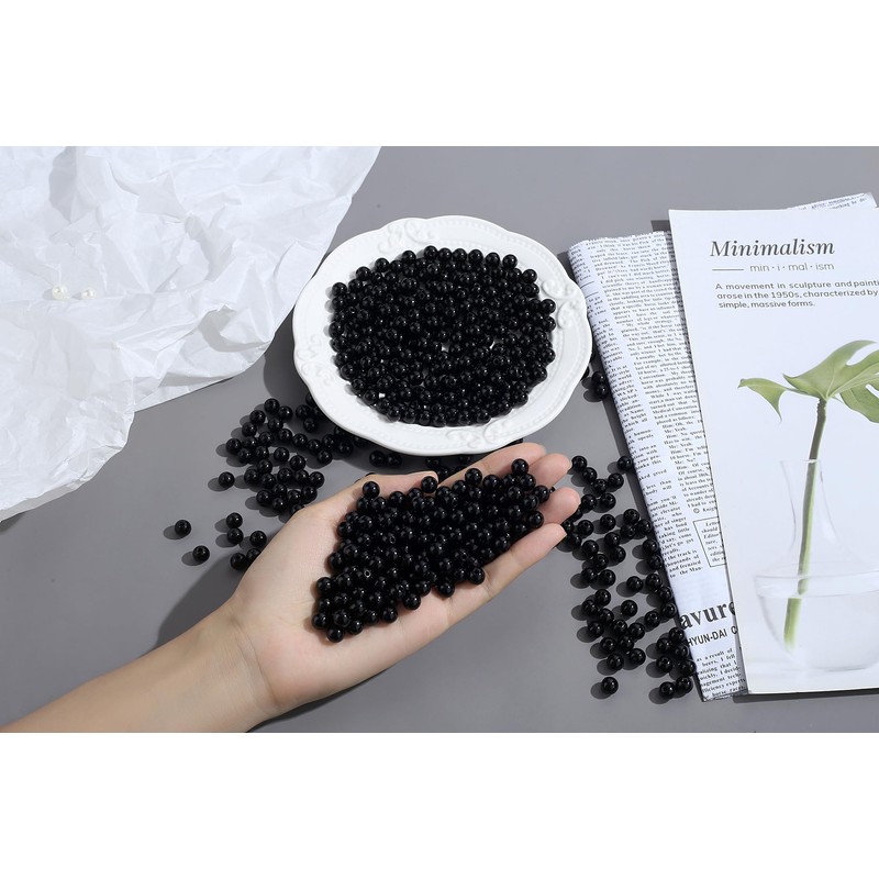 XIANNVXI 500Pcs Black Pearl Beads for Jewelry Making 8mm Black