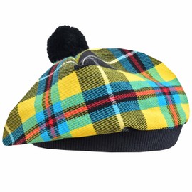 Tam O' Shanter Hat - Classic Tammy Hat Acrylic Wool Flat Bonnet Pom Pom – Perfect Scottish Tartan Beret Style Cap Daily Wear – One Size Fits All (UK, Alpha, One Size, Cornish)