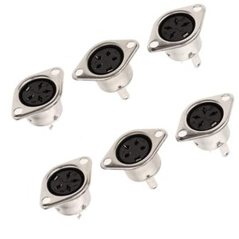 4-Pin DIN Female Jack Socket Connector Panel Mount Chassis Audio 2 Hole Soldering Din Jack Socket (6 Pcs)
