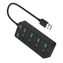 USB Hub 3.0,USB extension,Portable Adapter USB Hub 4 Ports High Speed PC With Switch Light High Speed Abs Plastic Lightweight Design Slim for Laptop, Compatible with All USB Port Device