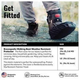 Braceapedia Walking Boot Weather Resistant Protector, Washable & Durable Waterproof Foot Cover for Orthopedic Walker Boots, X-Large, Black
