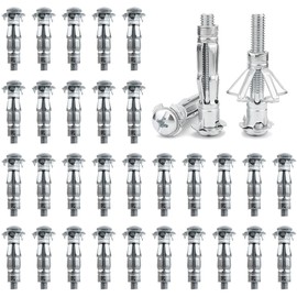 DAIRYCOF Pack of 30 Cavity Dowels, Galvanised Metal, Hollow Wall Dowels, M8 x 37 mm, Expansion Nuts, Hollow Wall Dowels, Thin Fixings for Fixings in Plasterboard (30, M8 x 37 mm)