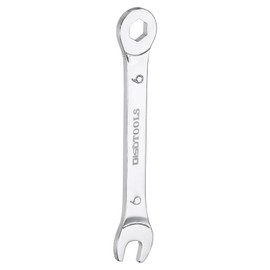 HARFINGTON Thin Combination Wrench Metric 6mm 6-Point Ended Box 15 Degree Offset Open End CR-V Chrome Plated Steel, Silver