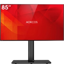 AOKCOS Universal Swivel TV Stand Table Top Stand for 43 to 75 inch TVs 50 Degree Swivel, 8 Level Height Adjustable with Tilting, Heavy Duty Tempered Glass Base, Holds up 132lbs, MAX VESA 400x600mm