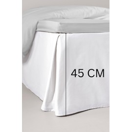 Jotex Zack Satin Valance Bed Skirt 100% High Quality Organic Cotton Bed Skirt, Height 45 cm, White 180 x 200 cm