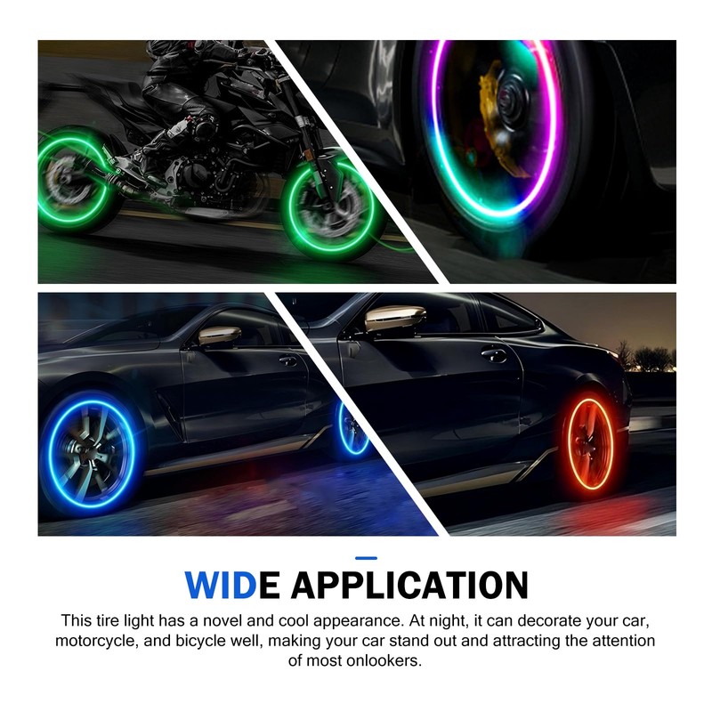 Merdege 4 PCS LED Tire Valve Stem Cap Lights, 360