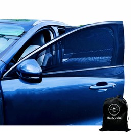 Front car Side Window Shade awnings of Textile - 2 Pack Car Camping Trip,Double Sock stly Window Screens,Durable Elastic Universal mesh car Shades fit Most Vehicles. (Fit 43" Wide car Door Frame)