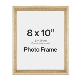 Natural Oak 8x10 Wooden V Bevel Photo Frame for 8x10 (20 x 25cm) Photos or Pictures, Plexi Glass, Freestanding or Wall Mounted Landscape or Portrait