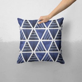 iiRov The Blue Triangluar Aztec Pattern - Custom Decorative Home Decor Indoor or Outdoor Throw Pillow Cover for Sofa, Bed or Couch Cushion (Pillow CASE Cover ONLY)