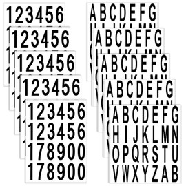 10 Sheet Sticky Waterproof Address Sign Mailbox Numbers Letters Stickers Stick on Black Vinyl Alphabet Number Decals for Home Car Window Door Truck Outside Signs(2 x 1 Inch)