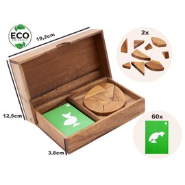 Engelhart - 350102 - Double Tangram Wooden Egg - Wooden Puzzle - Ecological Wooden Game - 1 and 2 Players - from 4 Years