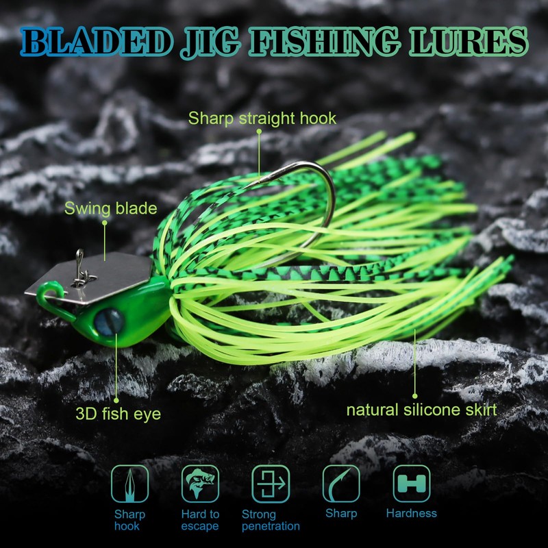 CWSDXM Bladed Jig Fishing Lures, Multi-Color Kits, Irresistible Vibrating Action,