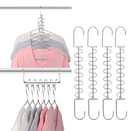 GEFTOL Metal Space Saving Hangers 12 Slots New Version Hanger Magic Cascading Hanger Closet Wardrobe Clothes Organizer(4 Pack)