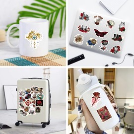 50 Pcs Aesthetic Goth Stickers,Vintage Skull Stickers Steampunk Stickers Vinyl Waterproof Decals for Water Bottles Laptop Phone Scrapbook Journals for Women Girl Adult Teens