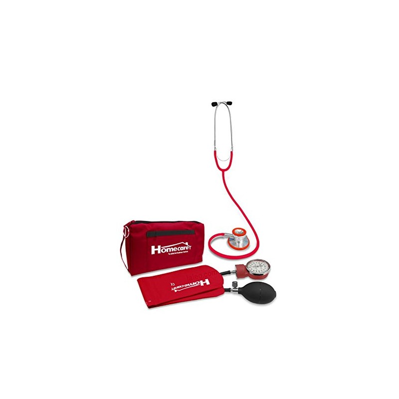 HOMECARE Kit Baumanómetro Con Estetoscopio Dúplex Rojo