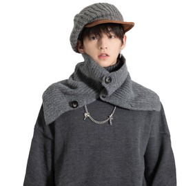 Karsaer G0159 Neck Warmer with Buttons, Fashion, Women's, Men's, Cold Protection, Autumn and Winter, Simple Snood, Casual Scarf, Warm, Neck Cover, Stylish, Unisex, gray