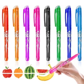 8 Pack Erasable Pens, 0.7mm Rub Out Friction Pens with Eraser, Smooth Writing Friction Ink Erasable Gel Pen for Kids and Adults for School, Office, Study (8 Assorted Colors)