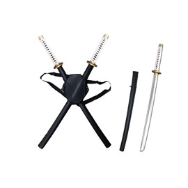 40" Twin Ninja Samurai Sword Set w/Over The Back Harness (D3 White)