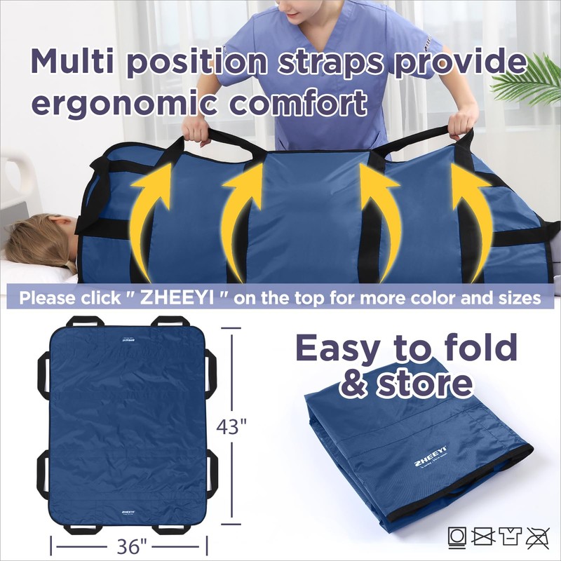 Positioning Bed Pad with Reinforced Handles 43" x 36" Patient