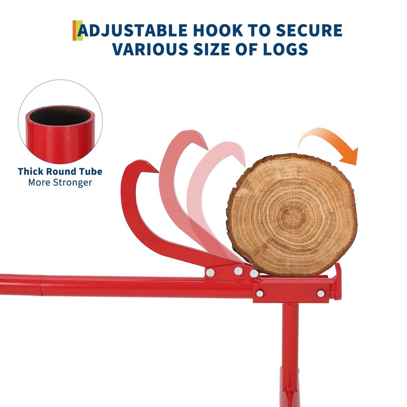 48"Cant Hook Logging Tool,Log Lifter Timber Jack with Rubber Grip,Adjustable