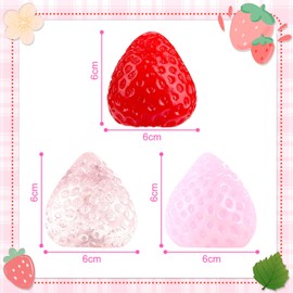 EDLMKM 3 Pcs Strawberry Squish Squeeze Toys, Taba Squishy Strawberry, Fufu Squishy, Cute Stress Relieving Fidget Squeeze Toy for Kids and Adult