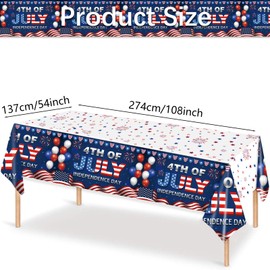 MYSXN 4th of July Tablecloth,PE Table Cover for Independence Day,54x108 Inch Disposable 4th of July Table Decoration (Blue)