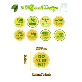 1000pcs Lemon Inspirational Motivational Stickers,Thank You Lemon Stickers,for Small Business Packaging,Party Favors, or Wedding, Waterproof 1.5inch Labels,Lemonade Banner Art