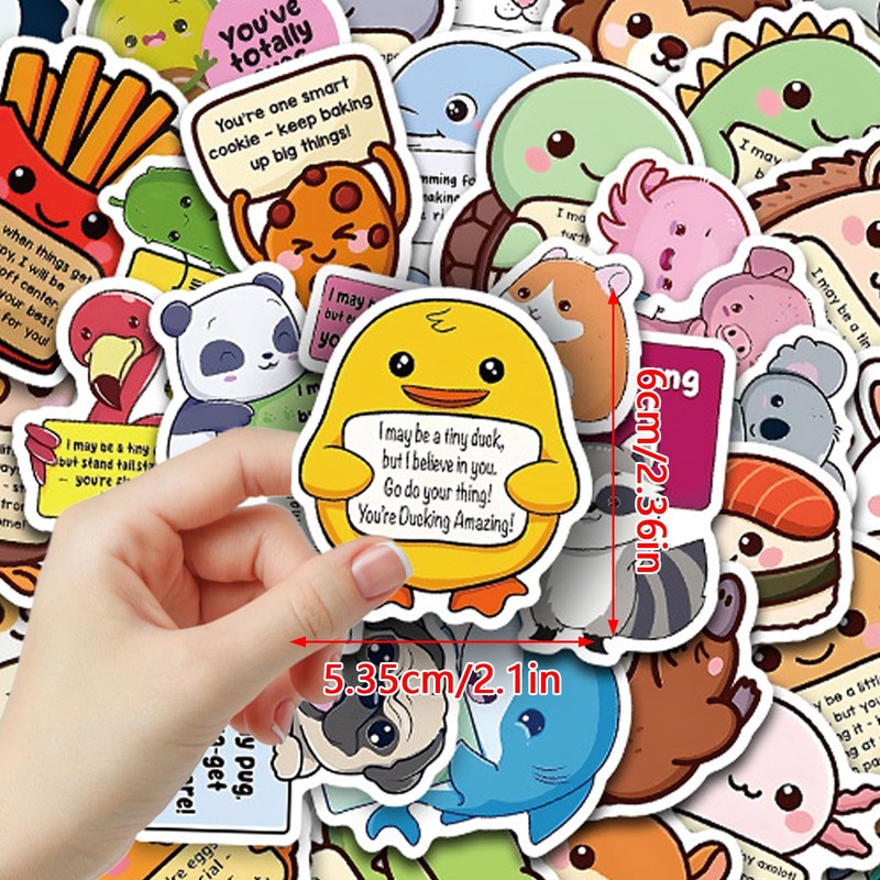50PCS Emotional Support Stickers, Affirmation Cute Animal Stickers