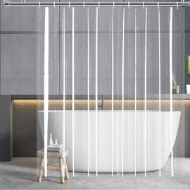 YISURE Shower Curtain Transparent with Magnet, PEVA Shower Curtain 200 x 240 cm Transparent Clear Overlength Waterproof Width 200 x Height 240 cm