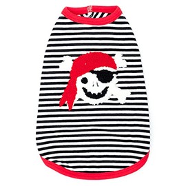 The Worthy Dog Pirate Tees, Cotton Soft Tank T-Shirt for Dogs, Breathable Summer Outfit for Pets, Multicolor - Medium