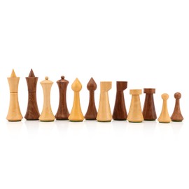 4" Reproduced Minimalist Hermann Ohme Design Chess Pieces only - Weighted (Golden Rosewood & Boxwood)