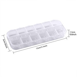 6 Pieces Nail Art Tool Jewelry Storage Box, 12 Compartments Plastic Rhinestone Organizer Container Case, Display Containers