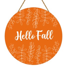 Fall Door Decor Grass Wall Decor Hanging Sign Hello Fall Sign Wooden Front Door Hanger for Autumn Thanksgiving Harvest Farmhouse Porch Indoor Outdoor Home Decorations