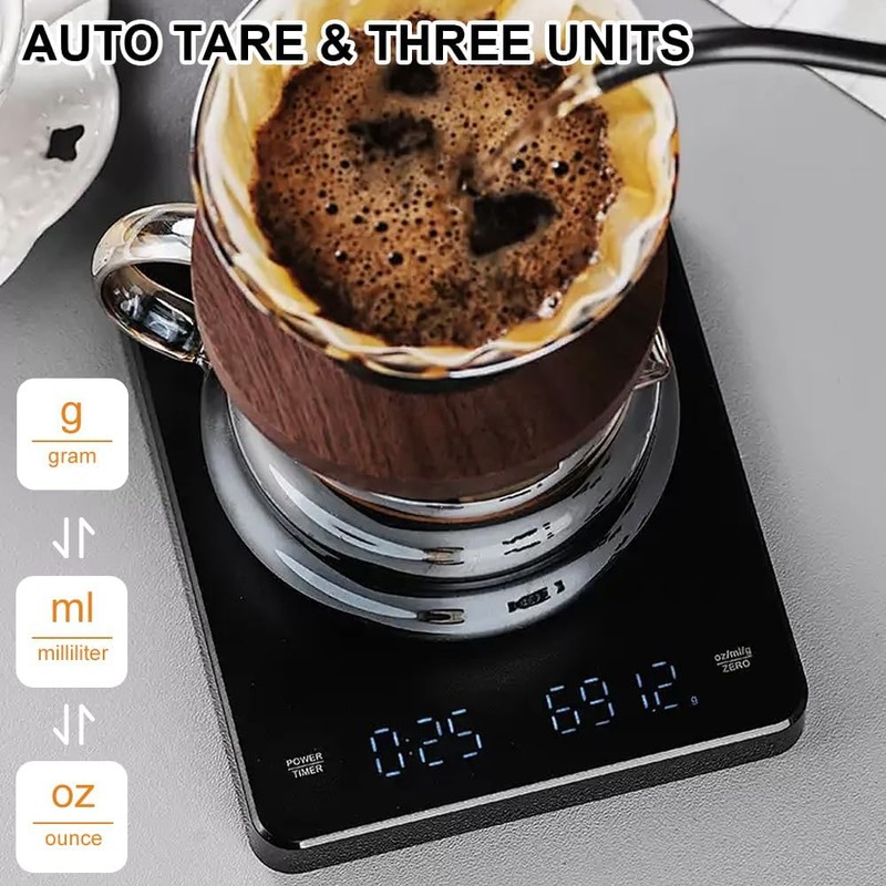 OBEST Báscula de Café con temporizador, Báscula Digital Precisa para