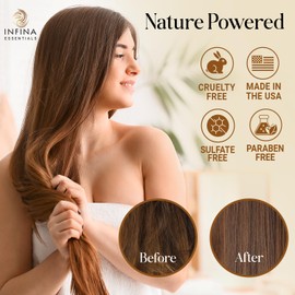 INFINA ESSENTIALS Batana Oil Shampoo and Conditioner Set - Biotin & Tea Tree Oil for Hair Growth & Thickness - Moisturizing & Nourishing Shampoo for Thinning Hair for Men & Women - 16 fl oz Each