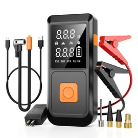 Portable Car Battery Jump Starter with Air Compressor, 4000A 12V Car Battery Jumper with 150PSI Tire Inflator, Car Battery Pack Jump Box Tire Pump with LCD Display, Light (10.0L Gas/8.0L Diesel)