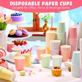 Mimorou 300 Pack 8 oz Disposable Paper Cups, Macaron Color Assorted (6 Colors), Double PE Coated Coffee Cups for Beverage Hot Cold Drinks for Café Party Picnic Office Home Water Juice or Tea