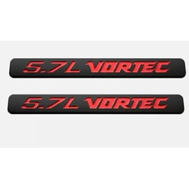 AODHOD 2pcs 5.7L Vortec Hood Emblems Engine Badge 3D Decal Replacement for Silverado Z71 Sierra (red)
