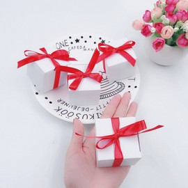 JZK 50 x White Wedding Favour Boxes Confetti Boxes Party Candy Box Paper Candy Box Small Cube Gift Box for Wedding, Birthday, Christmas, Baby Shower