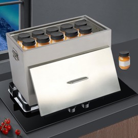 50L Water Bath Canner - 201 Stainless Steel Stove Top Pot with Flat Bottom, Includes 2 Canning Racks; Large Stock Pot for Tomatoes, Pickles, and Berries