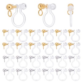 PH Pandahall 24pcs Transparent U Type Earring Findings Alloy Invisible Clip on Earring Converter Non-Pierced Earrings Painless Allergy-Free Resin Earring Components for Non Pierced Ears